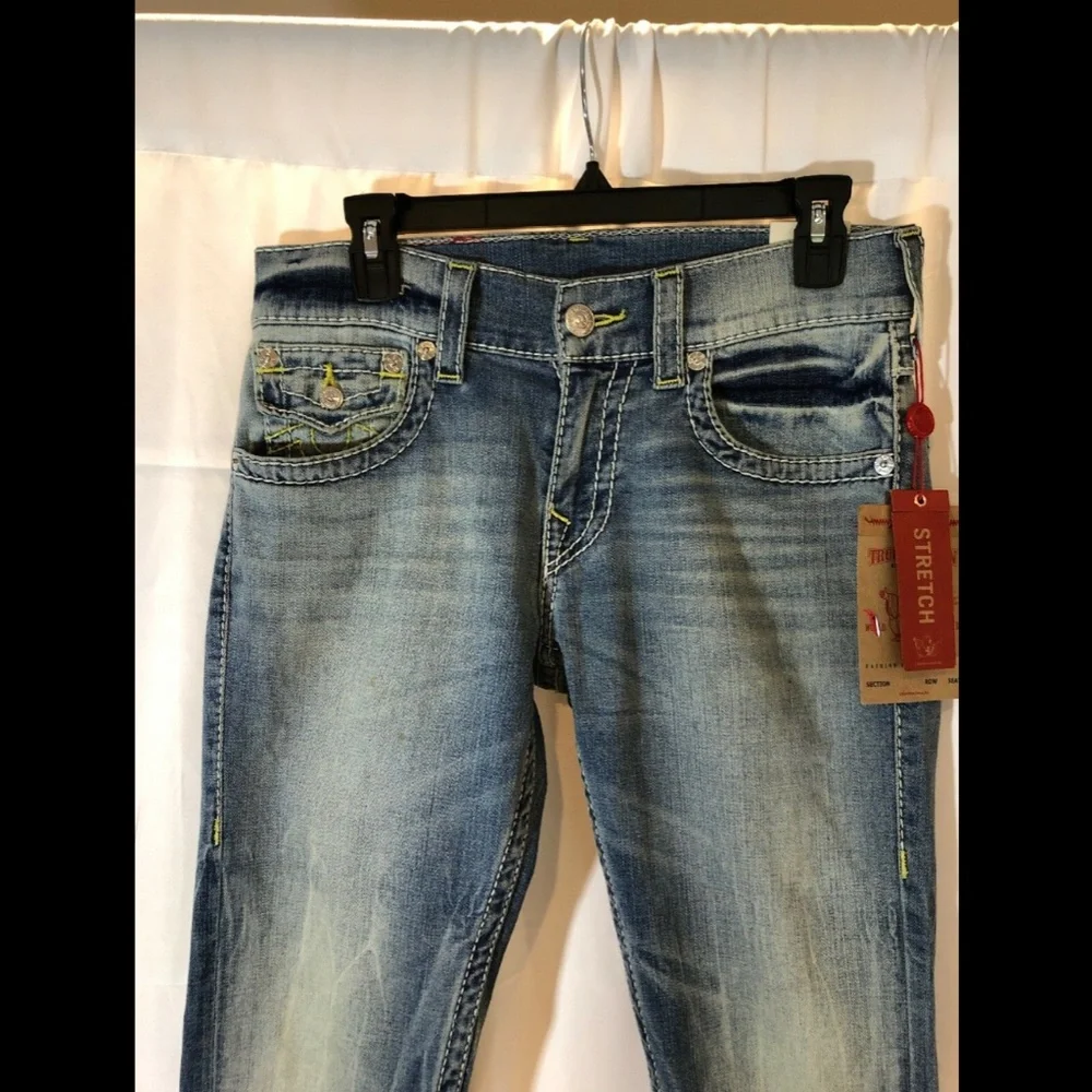 NEW True‎ Religion Skinny Flap Nat Big T Yellow Jeans [ SZ 29 ]